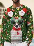 JoyMitty Men's Christmas Cartoon Dog Print Round Neck Long Sleeve Sweatshirt