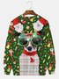 JoyMitty Men's Christmas Cartoon Dog Print Round Neck Long Sleeve Sweatshirt