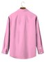 JoyMitty Barbie Pink Plant Leaf Print Men's Button Pocket Long Sleeve Shirt
