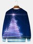 JoyMitty Men Christmas Christmas Tree Ombre Print Crew Neck Sweatshirt