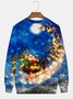 JoyMitty Men's Christmas Santa Claus Ski Print Crew Neck Sweatshirt