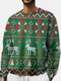 JoyMitty Men's Christmas Sika Deer Print Crew Neck Sweatshirt