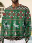 JoyMitty Men's Christmas Sika Deer Print Crew Neck Sweatshirt