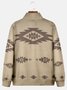 JoyMitty Men's Aztec Print Art Festive Stand Collar Oversized Sweatshirt