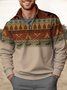 JoyMitty Men's Aztec Print Art Festive Stand Collar Oversized Sweatshirt