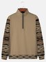 JoyMitty Men's Vintage Geometric Print Stand Collar Zipper Sweatshirt