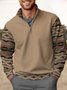 JoyMitty Men's Vintage Geometric Print Stand Collar Zipper Sweatshirt