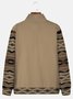 JoyMitty Men's Vintage Geometric Print Stand Collar Zipper Sweatshirt