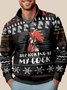 JoyMitty Men's Rooster Ugly Christmas Sweater Print Festive Style Half Zipper