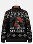 JoyMitty Men's Rooster Ugly Christmas Sweater Print Festive Style Half Zipper