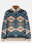 JoyMitty Men's Aztec Print Art Festive Stand Collar Oversized Sweatshirt