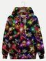 JoyMitty Christmas Holiday Black Men's Drawstring Hoodies Christmas Lights Fun Pullover Stretch Plus Size Sports Sweatshirts