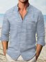 JoyMitty Natural Fiber Striped Print Men's Button Pocket Long Sleeve Shirt