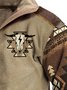 JoyMitty Men's Vintage Geometric Bull Print Zipper Stand Collar Sweatshirt