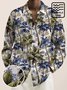 JoyMitty Vintage Art Floral Men's Long Sleeve Shirts Coconut Palm Tree Stretch Oversized Aloha Camp Button Shirts
