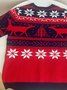 JoyMitty Christmas Holiday Casual Red Men's Round Neck Pullover Ugly Sweater Snowflake Art Casual Tops