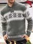 JoyMitty Christmas Holiday Casual Red Men's Round Neck Pullover Ugly Sweater Snowflake Art Casual Tops