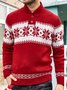 JoyMitty Christmas Holiday Casual Red Men's Round Neck Pullover Ugly Sweater Snowflake Art Casual Tops