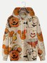 JoyMitty Men's Halloween Pumpkin Mouse Print Drawstring Hooded Sweatshirt