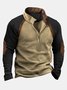 50's Retro Casual Western Men's Camp Stand Collar Sweatshirts Stretch Plus Size Spliced ​​Outdoor Pullover Tops