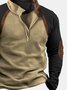 50's Retro Casual Western Men's Camp Stand Collar Sweatshirts Stretch Plus Size Spliced ​​Outdoor Pullover Tops