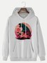 JoyMitty Men's Ukiyoe Monster Wave Print Drawstring Hooded Sweatshirt