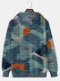 JoyMitty Men's Geometric Color Block Splicing Print Geometric Drawstring Hoodies