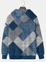 JoyMitty Men's Geometric Color Block Splicing Print Geometric Drawstring Hoodies