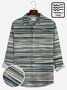 JoyMitty Vintage Casual Men's Long Sleeve Stripe Shirts Stretch Wrinkle Free Seersucker Aloha Camp Pocket Button Shirts
