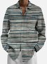JoyMitty Vintage Casual Men's Long Sleeve Stripe Shirts Stretch Wrinkle Free Seersucker Aloha Camp Pocket Button Shirts