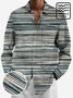 JoyMitty Vintage Casual Men's Long Sleeve Stripe Shirts Stretch Wrinkle Free Seersucker Aloha Camp Pocket Button Shirts