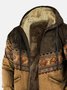 JoyMitty Vintage Aztec Khaki Men's Drawstring Hoodies Stretch Warm Fleece Ethnic Geometric Art Pullover Sweatshirts