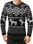 JoyMitty Men's Christmas Sika Deer Jacquard Warm Sweater