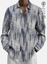 JoyMitty 50’s Retro Textured Gray Men's Casual Long Sleeve Shirts Stretch Aloha Camp Button Pocket Art Shirts