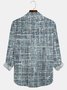 JoyMitty 50’s Vintage Check Blue Men's Casual Long Sleeve Shirts Stretch Wrinkle Free Seersucker Aloha Button Pocket Shirts