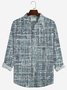 JoyMitty 50’s Vintage Check Blue Men's Casual Long Sleeve Shirts Stretch Wrinkle Free Seersucker Aloha Button Pocket Shirts