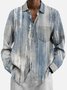 JoyMitty 50’s Vintage Textured Light Blue Men's Casual Long Sleeve Shirts Stretch Aloha Camp Pocket Wrinkle Free Seersucker Shirts