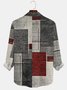JoyMitty 50's Retro Mid-Century Geometric Art Red Men's  Long Sleeve Shirts Stretch Plus Size Aloha Camp Wrinkle Free Seersucker Shirts