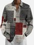 JoyMitty 50's Retro Mid-Century Geometric Art Red Men's  Long Sleeve Shirts Stretch Plus Size Aloha Camp Wrinkle Free Seersucker Shirts
