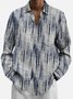 JoyMitty 50’s Retro Textured Gray Men's Casual Long Sleeve Shirts Stretch Aloha Camp Button Pocket Art Shirts