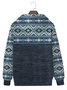 JoyMitty Outdoor Nomad Aztec Geometric Blue Men's Drawstring Hoodies Art Patchwork Stretch Plus Size Pullover Sweatshirts