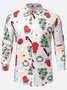 JoyMitty Christmas White Men's Casual Long Sleeve Shirt Santa Fun Pocket Button-Down Shirts