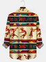 JoyMitty 50's Vintage Aztec Ethnic Totem Men's Long Sleeve Shirts Stretch Oversized Aloha Camp Button Shirts