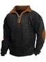 JoyMitty Men's Basic Vintage Corduroy Stand Collar Half Zip Sweatshirt