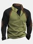 50's Retro Casual Western Men's Camp Stand Collar Sweatshirts Stretch Plus Size Spliced ​​Outdoor Pullover Tops