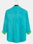 JoyMitty Solid Color Contrast Print Men's Button Pocket Long Sleeve Shirt