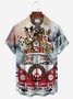 Christmas Holiday Gradient Red Men's Hawaiian Shirts Santa Dog Fun Cartoon Large Size Pocket Button-Down Shirts