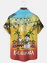 Christmas Beach Vacation Red Men's Hawaiian Shirts Gradient Mele Kalikimaka Fun Santa Pocket Shirts