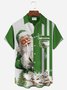 Royaura® Christmas Holiday Red Men's Striped Shirt Stretch Pocket Camp Shirt Big Tall