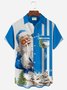 Royaura® Christmas Holiday Red Men's Striped Shirt Stretch Pocket Camp Shirt Big Tall